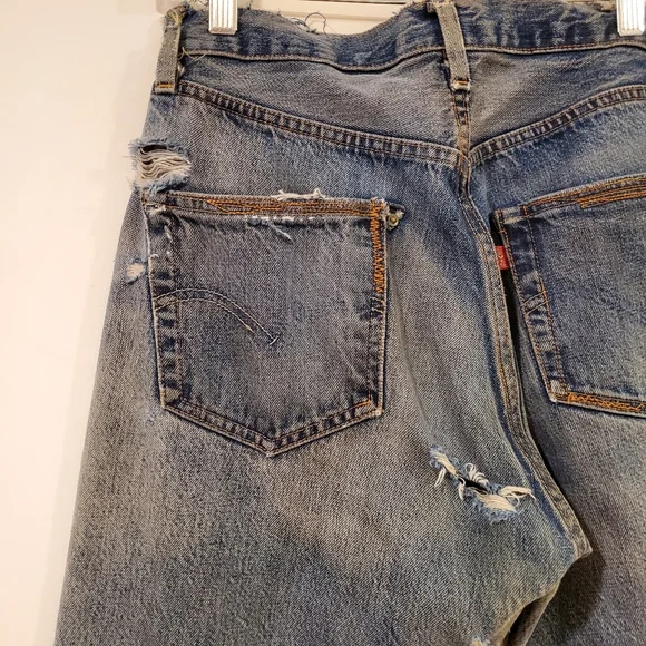 Levi's Big E Cropped Cuffed Selvedge Jean's Size 30x25.5 RARE
